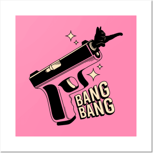 Bang Bang Black Cat in pink Posters and Art